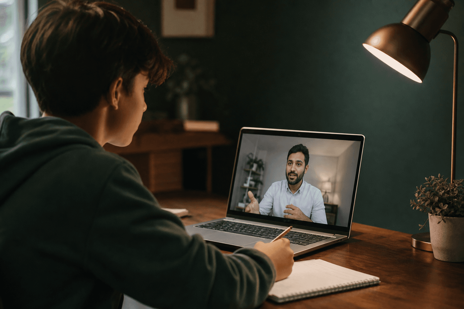 Learner in a live online tutoring session with a Kanam instructor