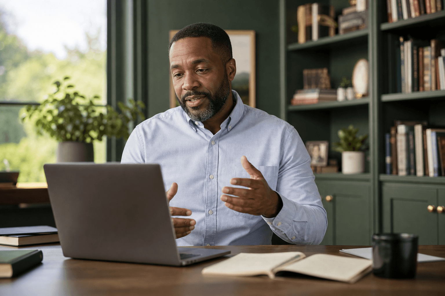 Instructor teaching a live online class
